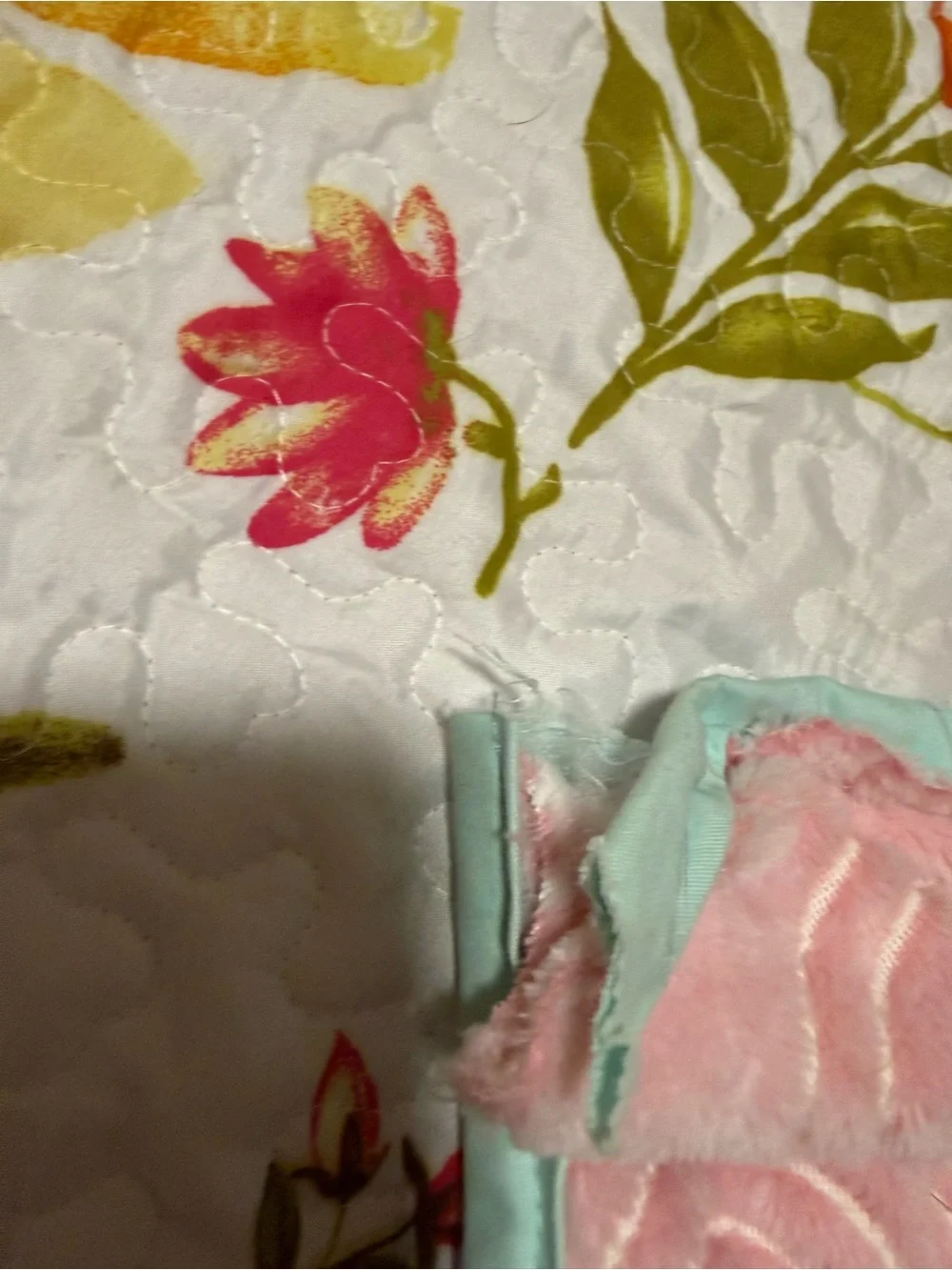 Patchwork T-Shirt Quilt - Mint and Coral hand made